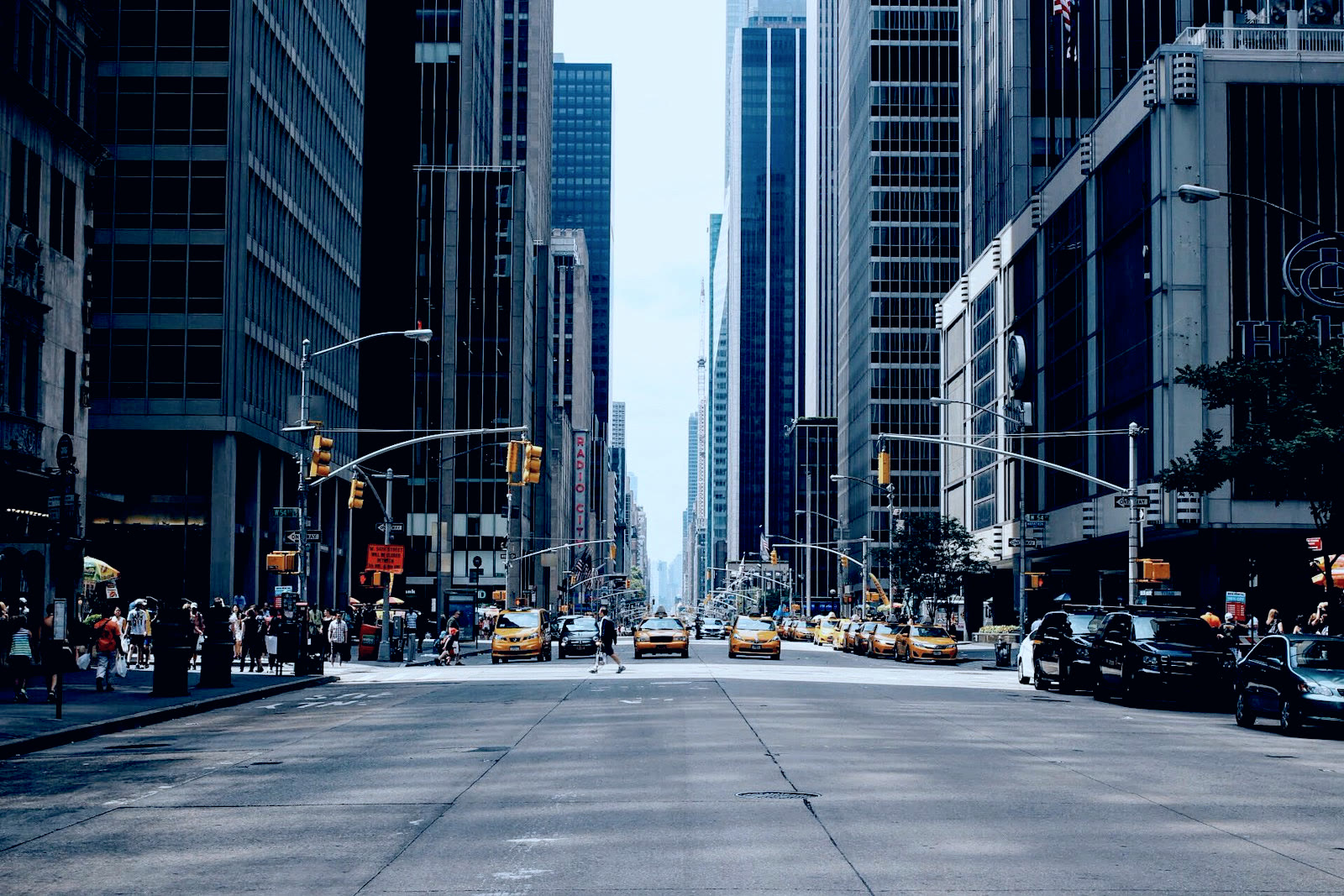 City scene graded with the Cool Night preset, rendered by LUT Generator